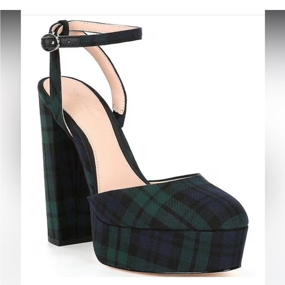 ANTONIO MELANI Plaid Platform Heels - Black and Green